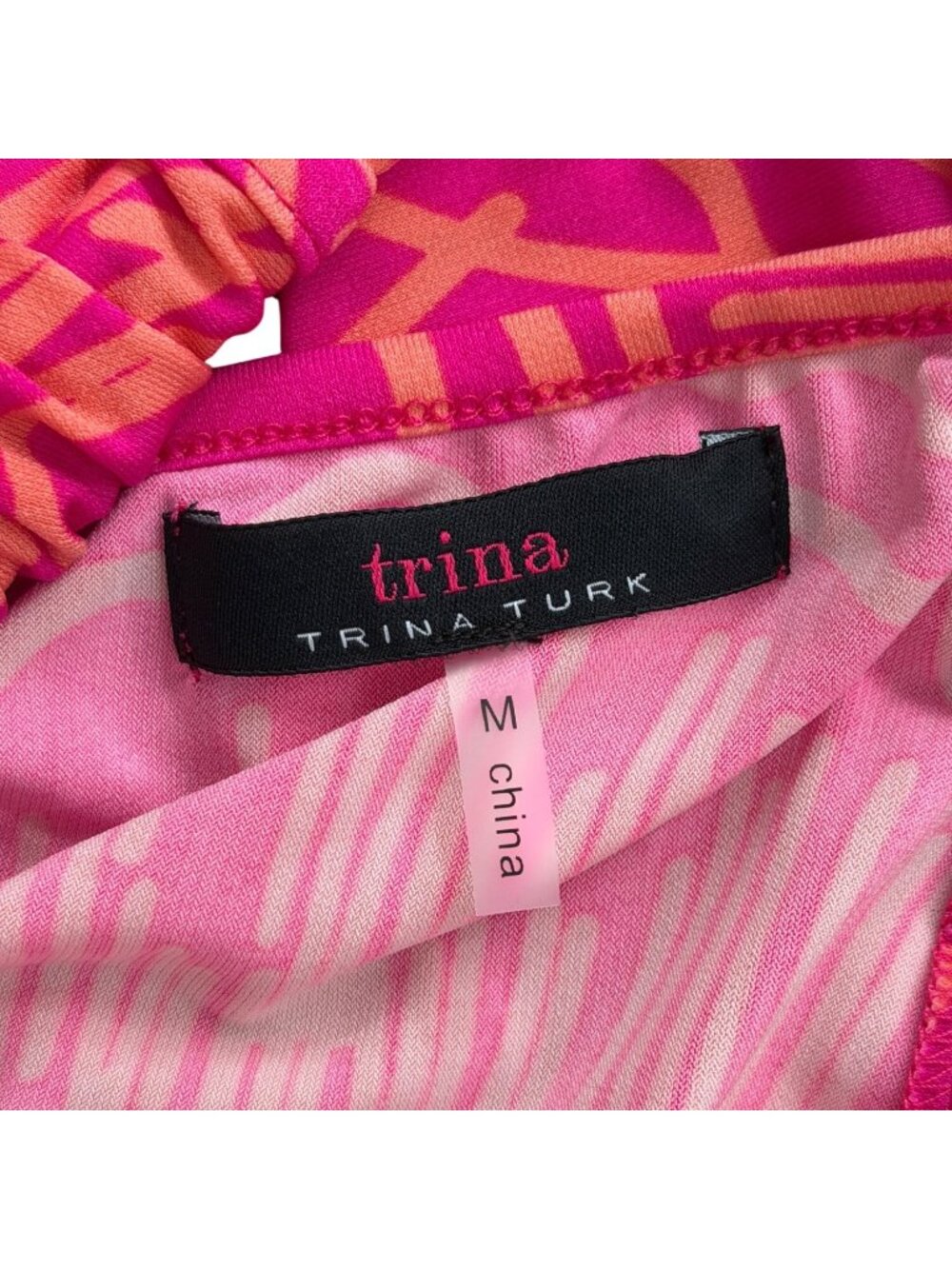 Trina Turk Women Size M Dress Juju Halter Mini Shift Floral Pink Orange Tie-Neck - Picture 4 of 7